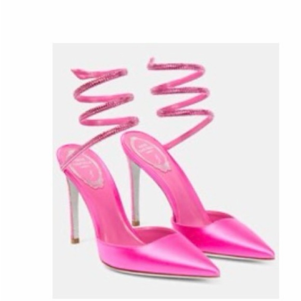 Rene Caovilla Vibrant Pink Spiral Heels